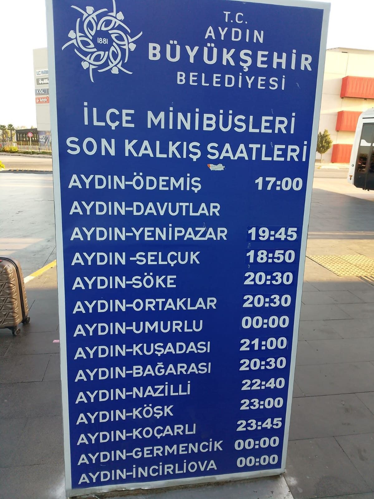 AYDIN OTOGARINDAN İLÇELERE SON SEFER SAATLERİ AÇIKLANDI