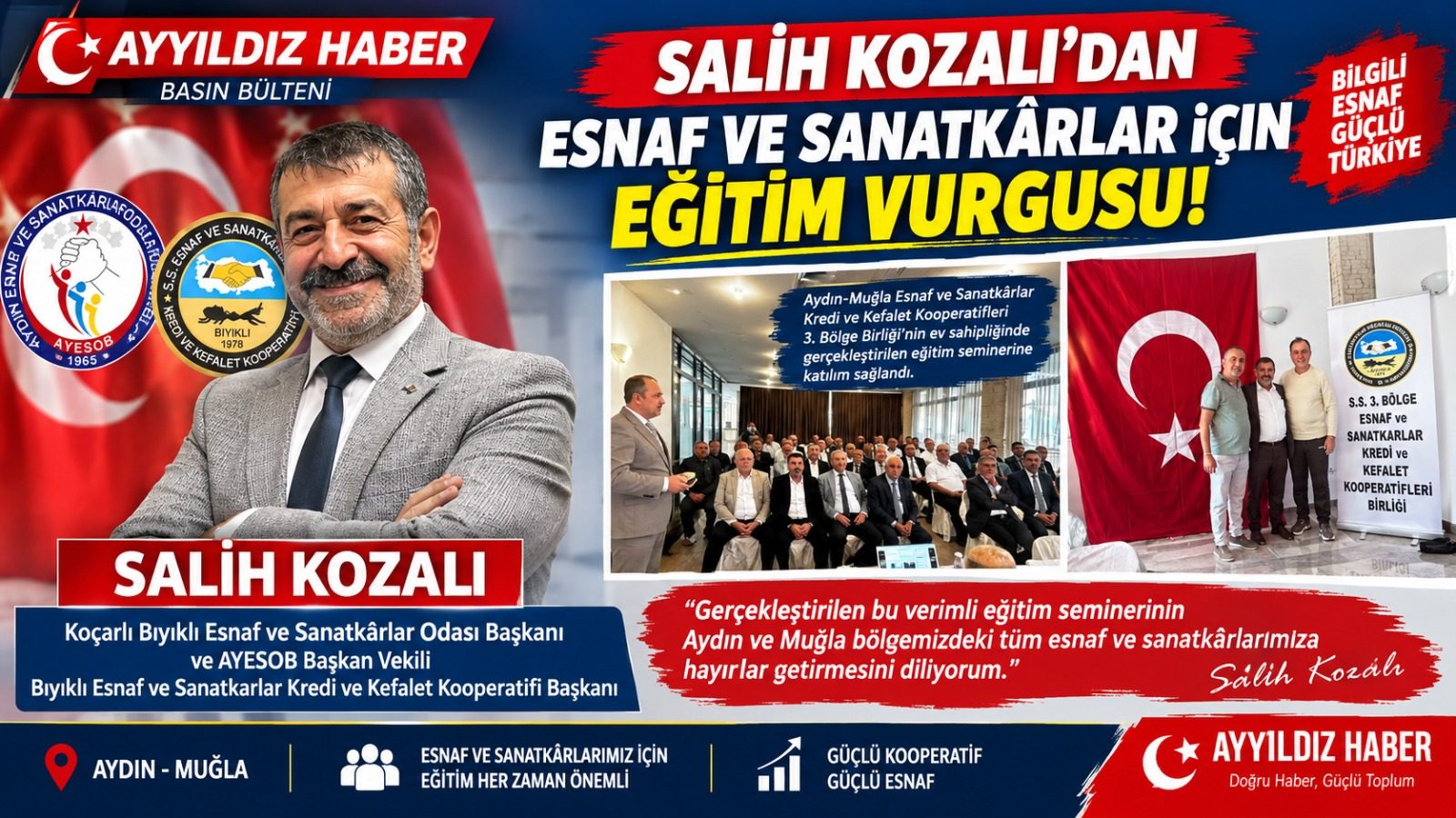 SALİH KOZALI’DAN ESNAF VE SANATKÂRLAR İÇİN EĞİTİM VURGUSU!