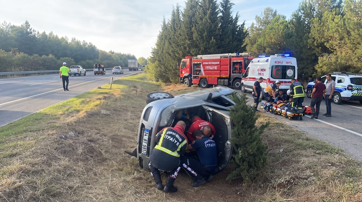 GERMENCİK’TE FECİ KAZA! OTOMOBİL DEVRİLDİ, YARALILAR HASTANEYE KALDIRILDI