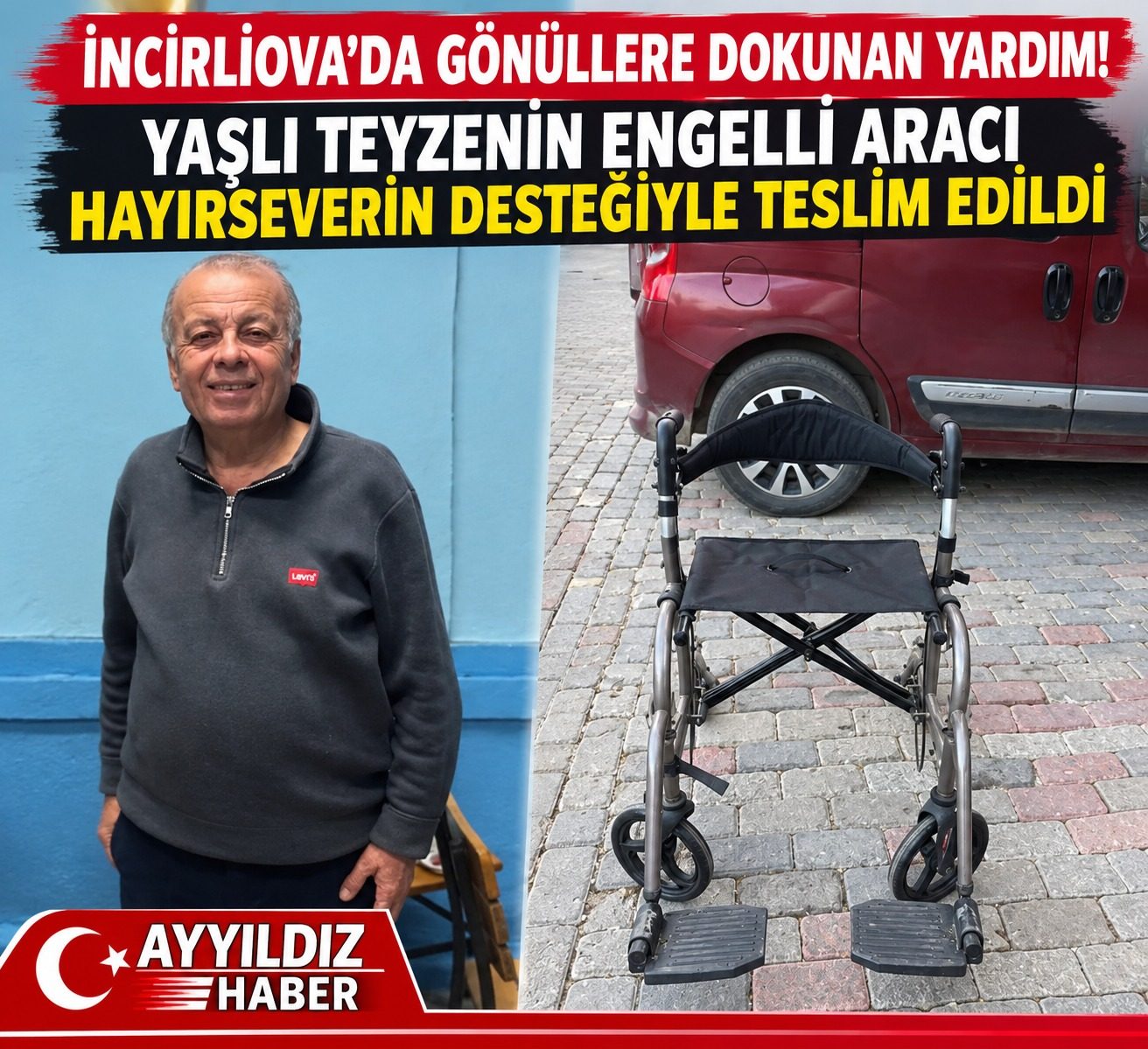 İNCİRLİOVA’DA GÖNÜLLERE DOKUNAN YARDIM! YAŞLI TEYZENİN ENGELLİ ARACI HAYIRSEVERİN DESTEĞİYLE TESLİM EDİLDİ