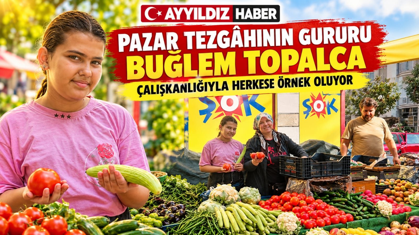 PAZAR TEZGÂHININ GURURU BUĞLEM TOPALCA! KÜÇÜK YAŞINA SIĞDIRDIĞI ÇALIŞKANLIĞIYLA HERKESE ÖRNEK OLUYOR