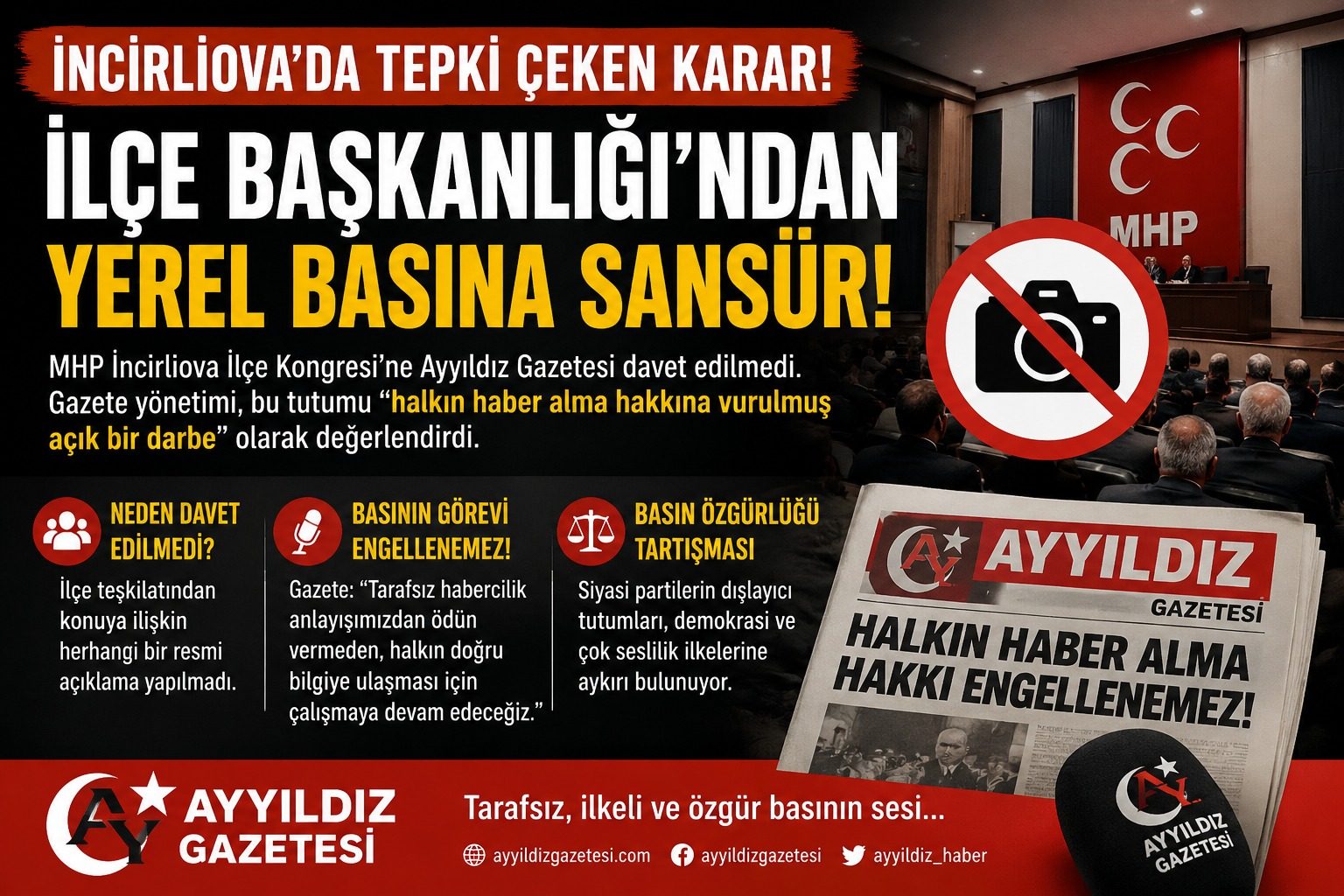 MHP İncirliova İlçe Kongresi’nde Yerel Basına Davet Krizi