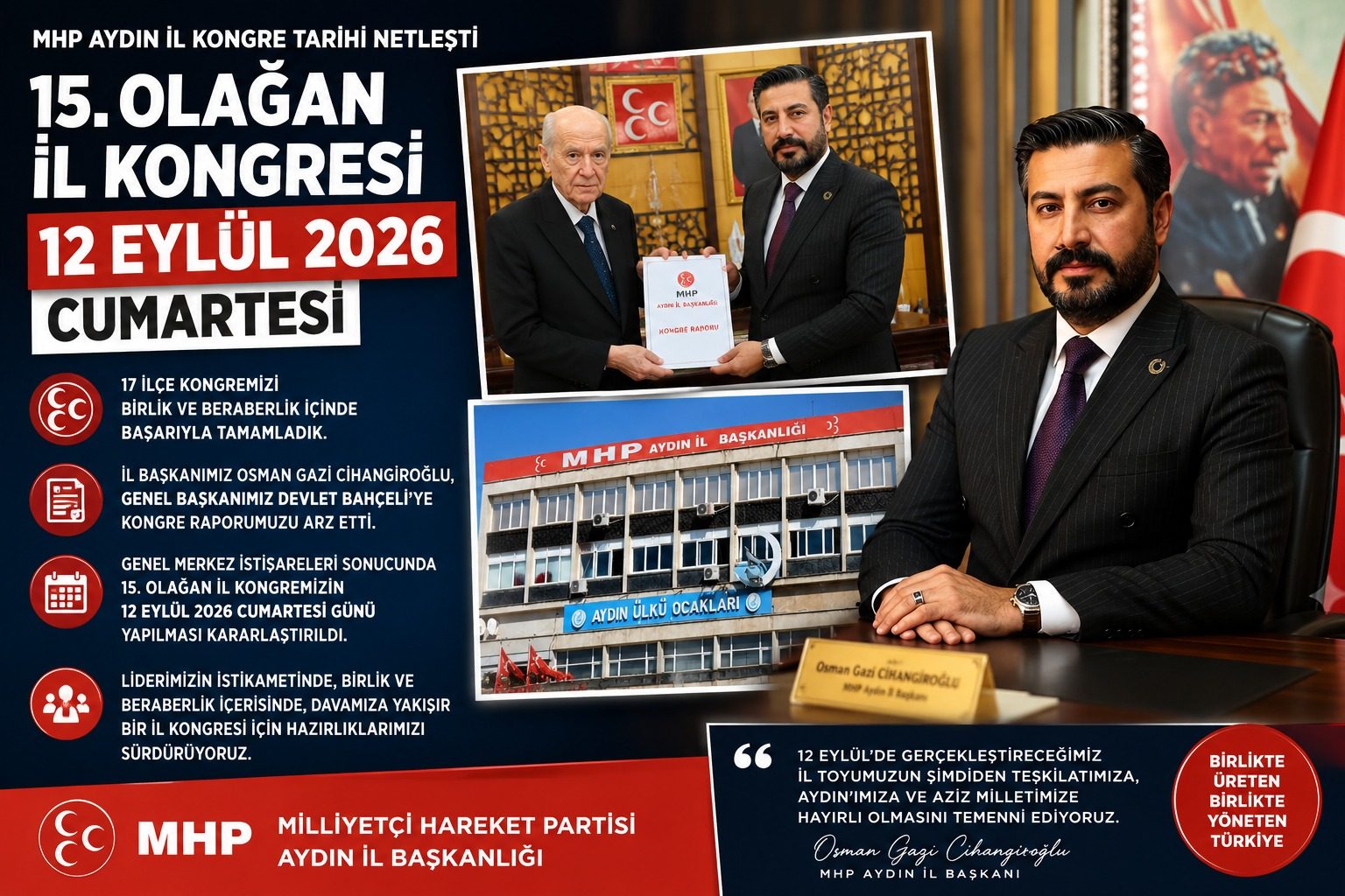 MHP AYDIN’DA İL KONGRESİ HEYECANI: 15. OLAĞAN İL KONGRESİ 12 EYLÜL’DE YAPILACAK