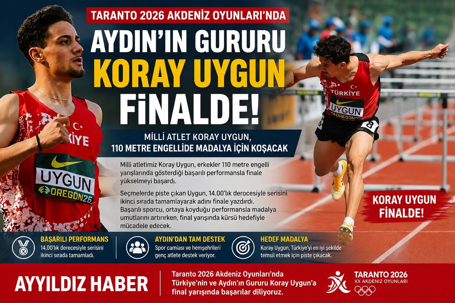 TARANTO 2026’DA AYDIN’IN GURURU KORAY UYGUN FİNALDE!