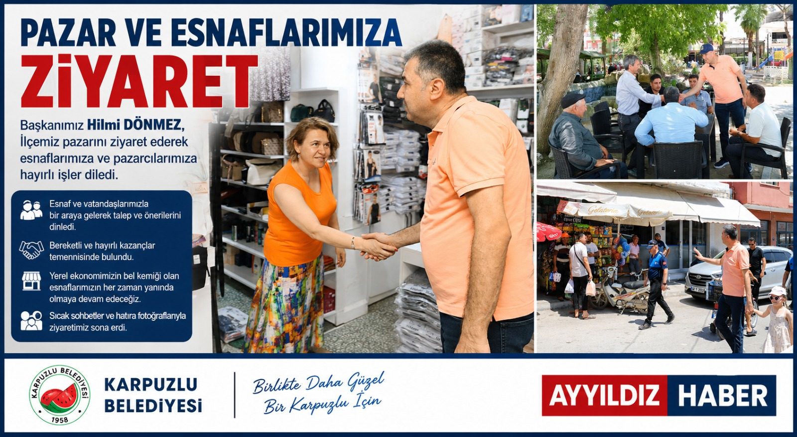 Başkan Hilmi Dönmez’den Pazar Esnafına Ziyaret