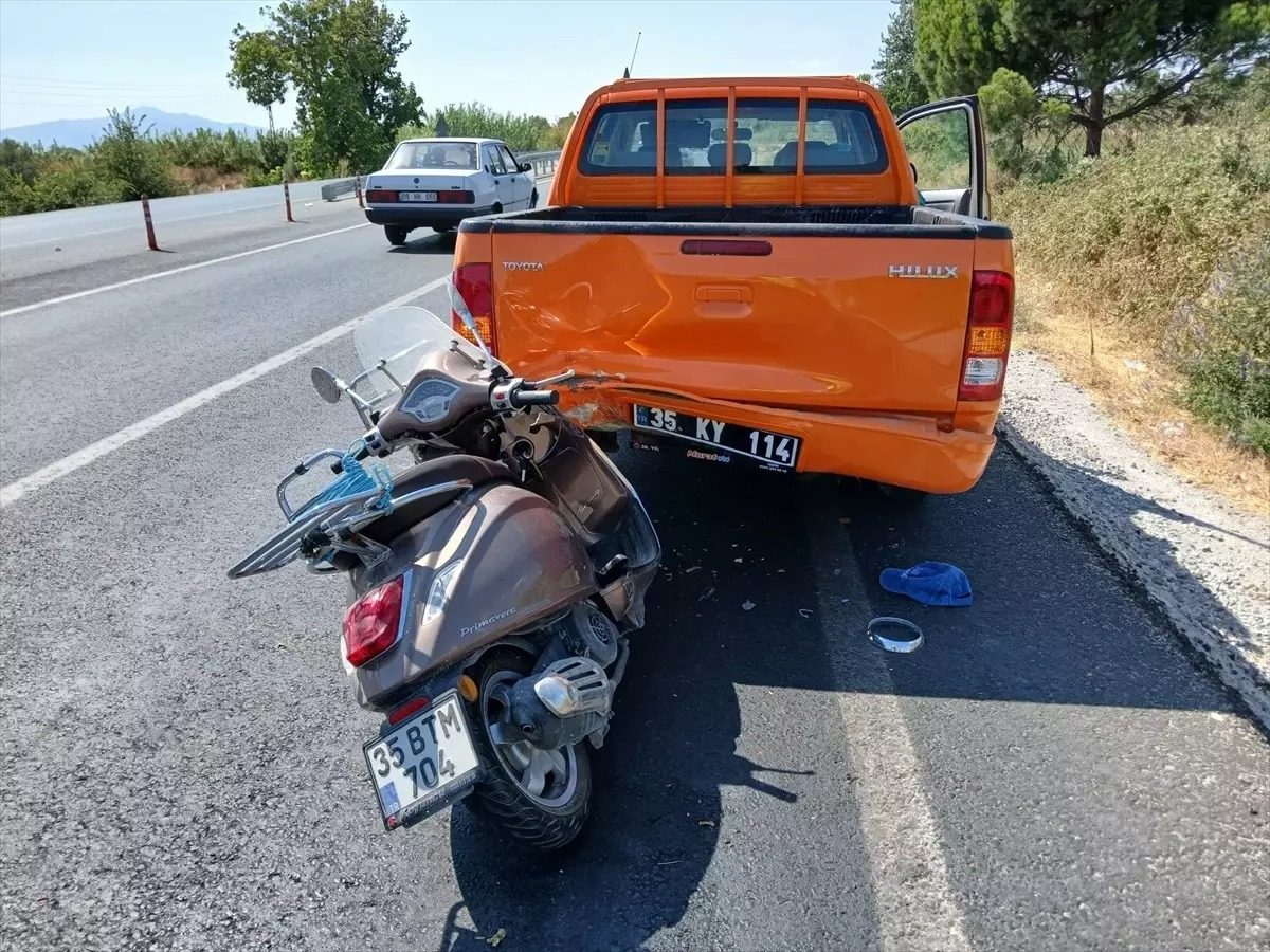 Germencik'te kaza: Motosiklet sürücüsü ve yolcu yaralandı