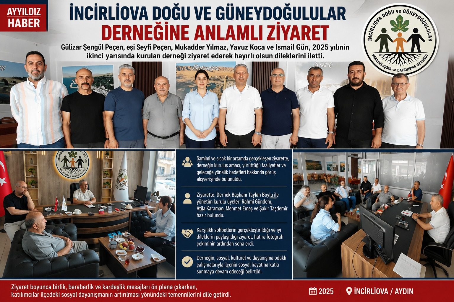 GÜLİZAR ŞENGÜL PEÇEN'DEN İNCİRLİOVA DOĞU VE GÜNEYDOĞULULAR DERNEĞİ'NE ANLAMLI ZİYARET
