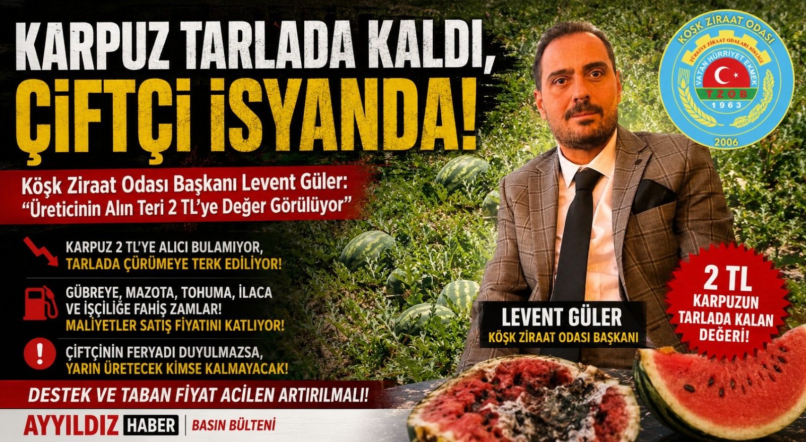 KARPUZ TARLADA KALDI, ÇİFTÇİ İSYANDA!