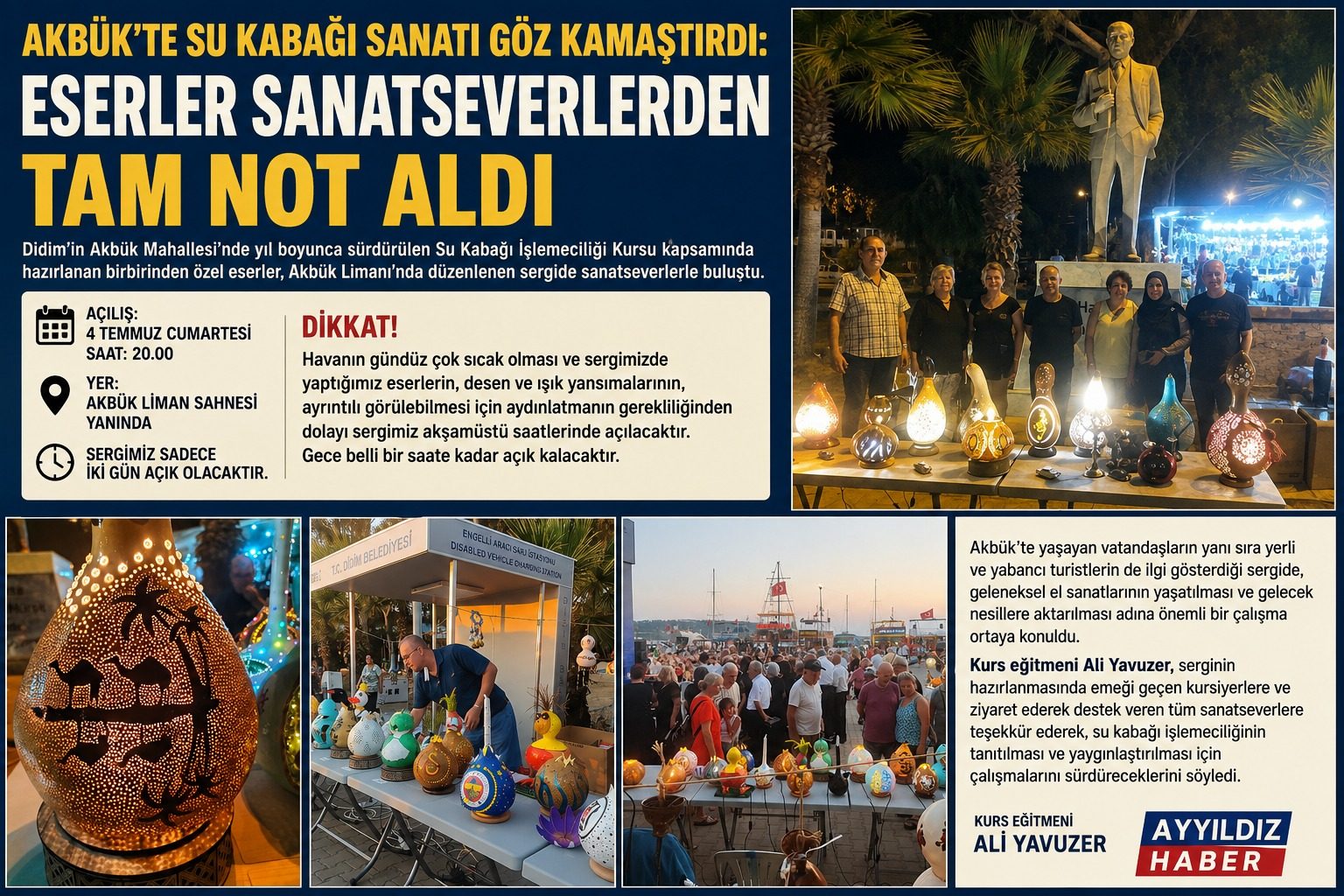 AKBÜK’TE SU KABAĞI SANATI GÖZ KAMAŞTIRDI: ESERLER SANATSEVERLERDEN TAM NOT ALDI