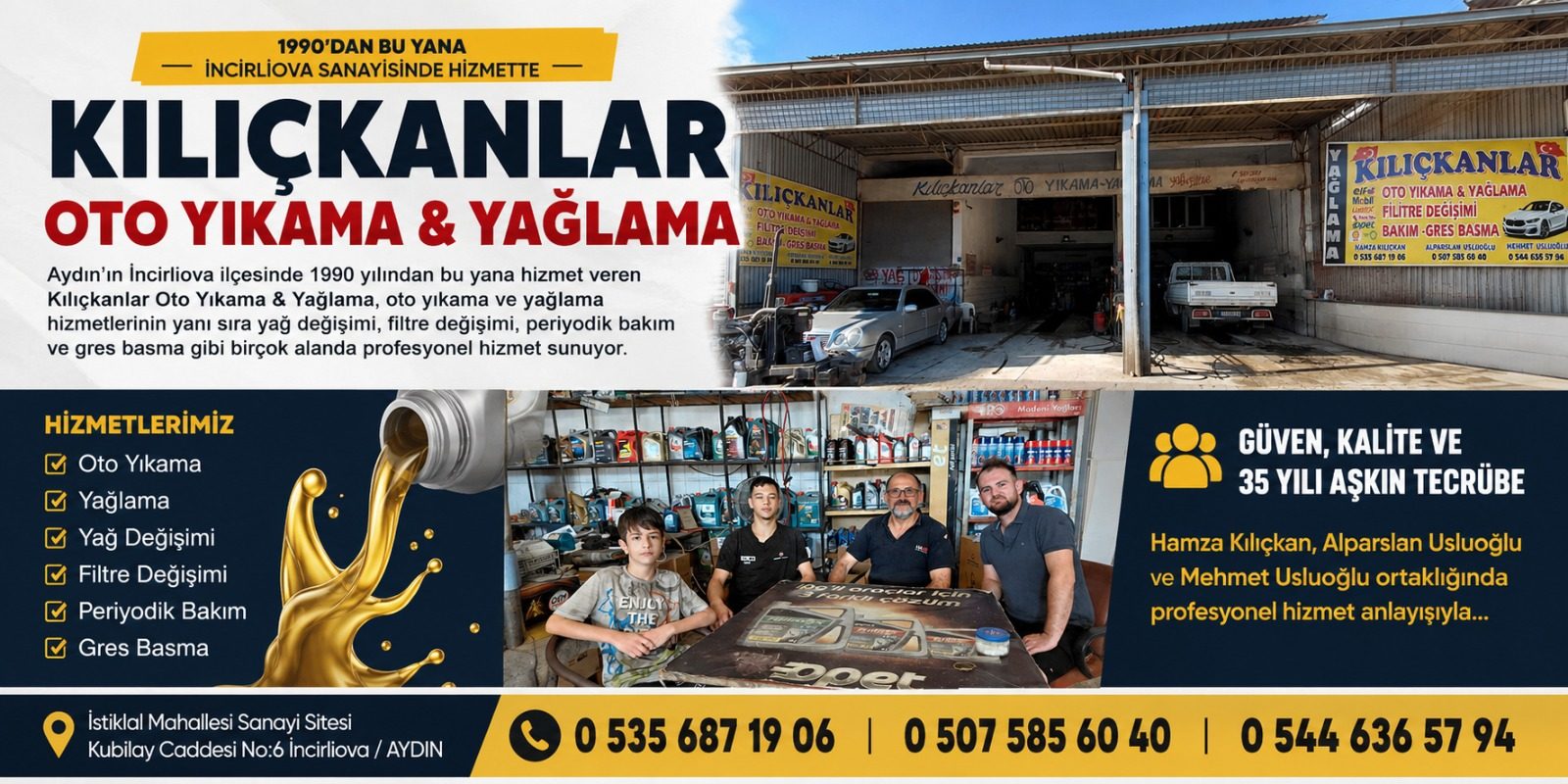 Kılıçkanlar Oto Yıkama & Yağlama, 35 Yılı Aşkın Tecrübesiyle İncirliova Sanayisinin Güvenilen Adresi