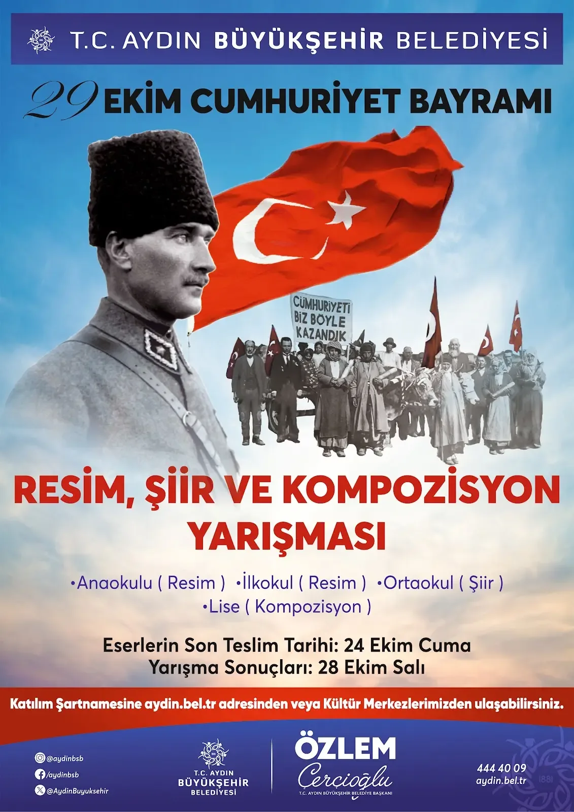 BAŞKAN ÇERÇİOĞLU’NDAN 29 EKİM TEMALI ÖDÜLLÜ RESİM, ŞİİR VE KOMPOZİSYON YARIŞMASI