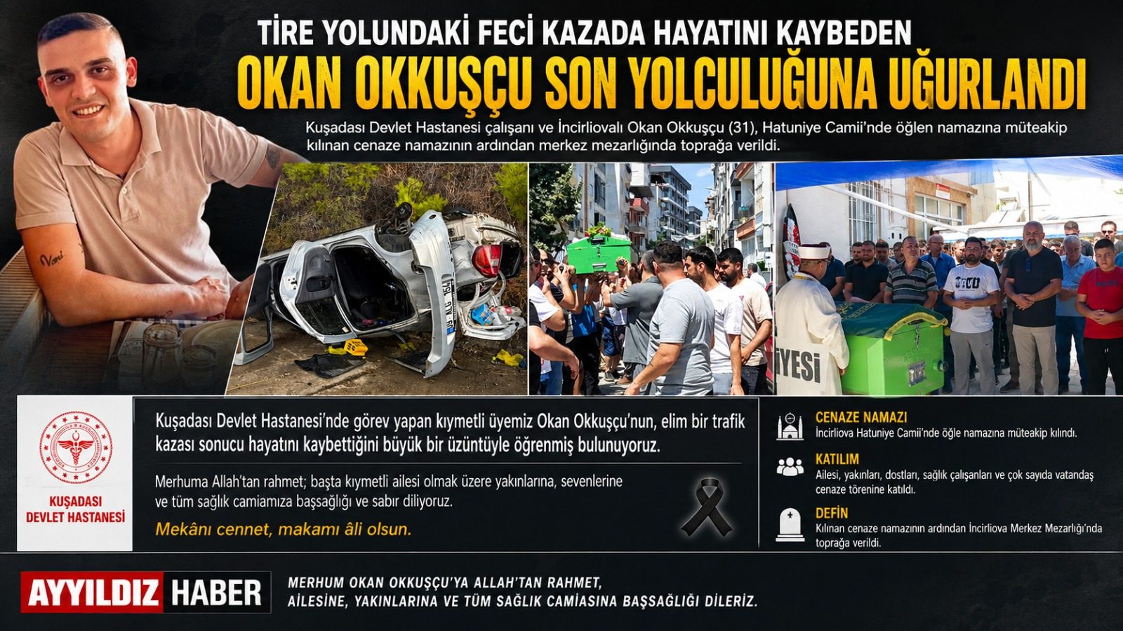 Tire Yolundaki Feci Kazada Hayatını Kaybeden Okan Okkuşçu Son Yolculuğuna Uğurlandı