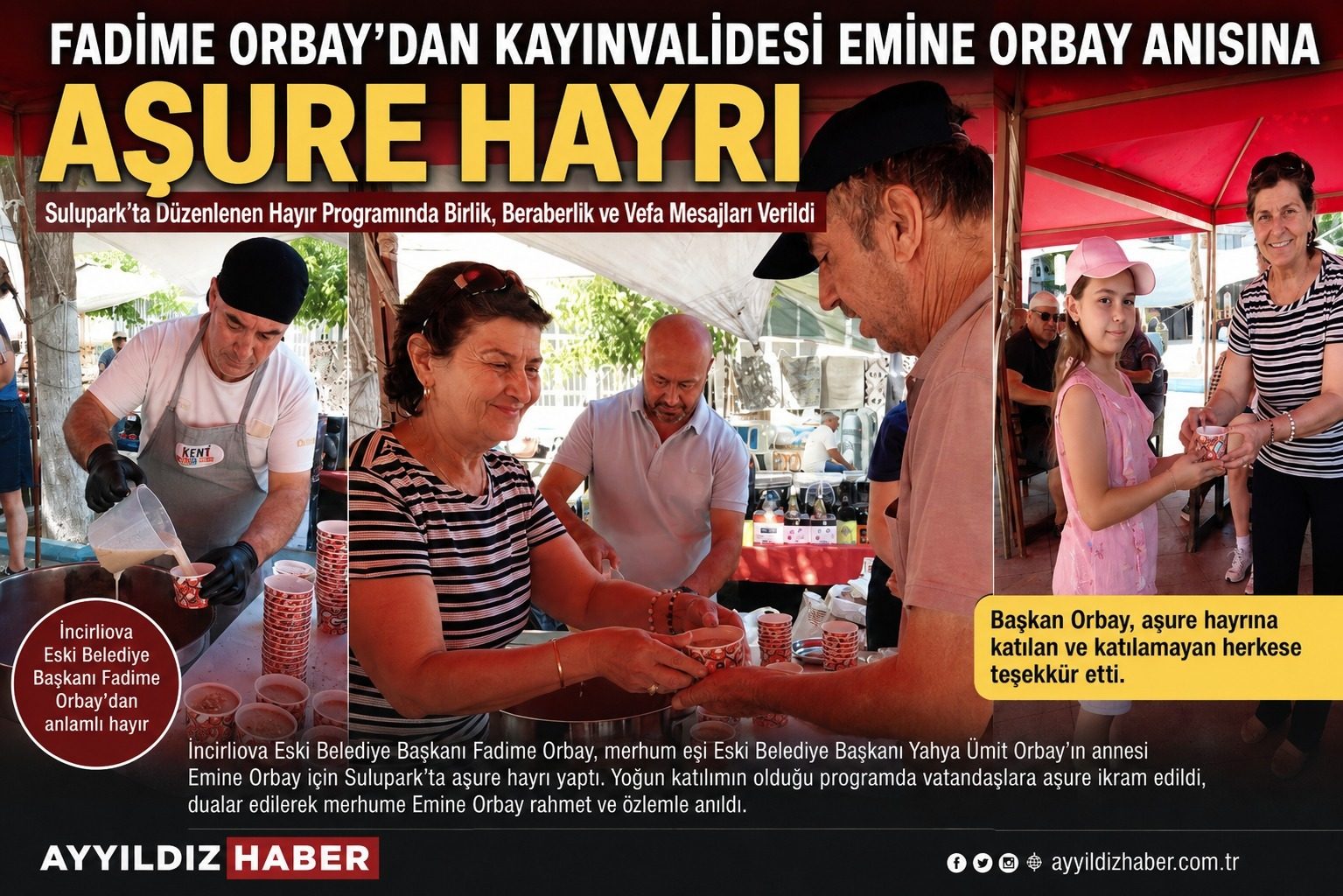 FADİME ORBAY’DAN KAYINVALİDESİ EMİNE ORBAY ANISINA AŞURE HAYRI