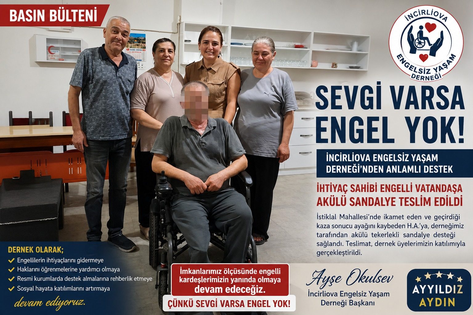 SEVGİ VARSA ENGEL YOK! İNCİRLİOVA ENGELSİZ YAŞAM DERNEĞİ’NDEN ANLAMLI DESTEK