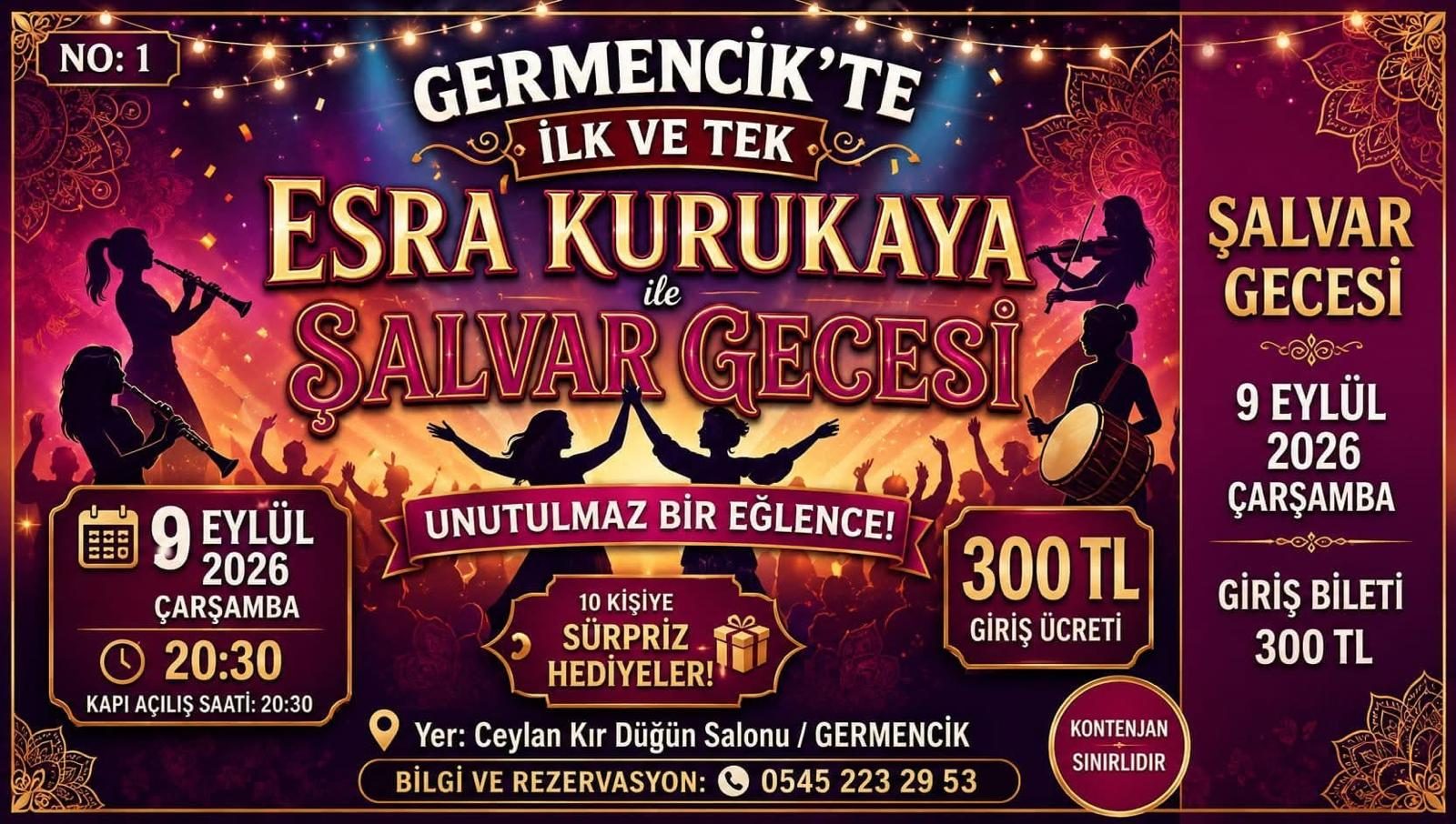 Germencik'te Müzik ve Eğlence Hayatına Yepyeni Soluk: "Esra Kurukaya ile Şalvar Gecesi"
