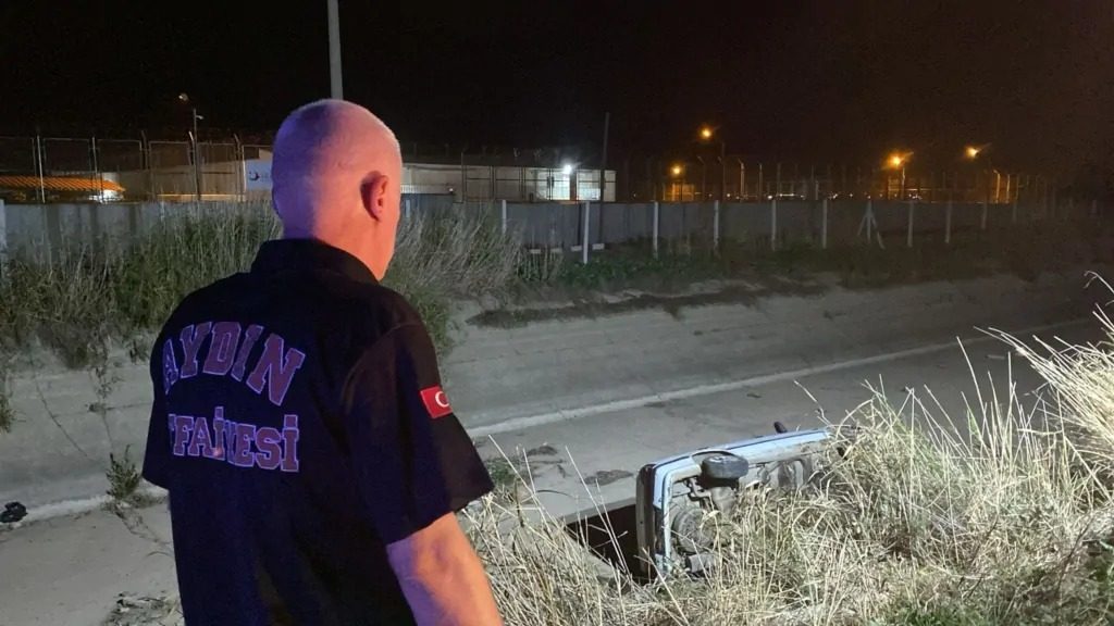 Aydın’da Otomobil Kanala Uçtu: 2 Yaralı