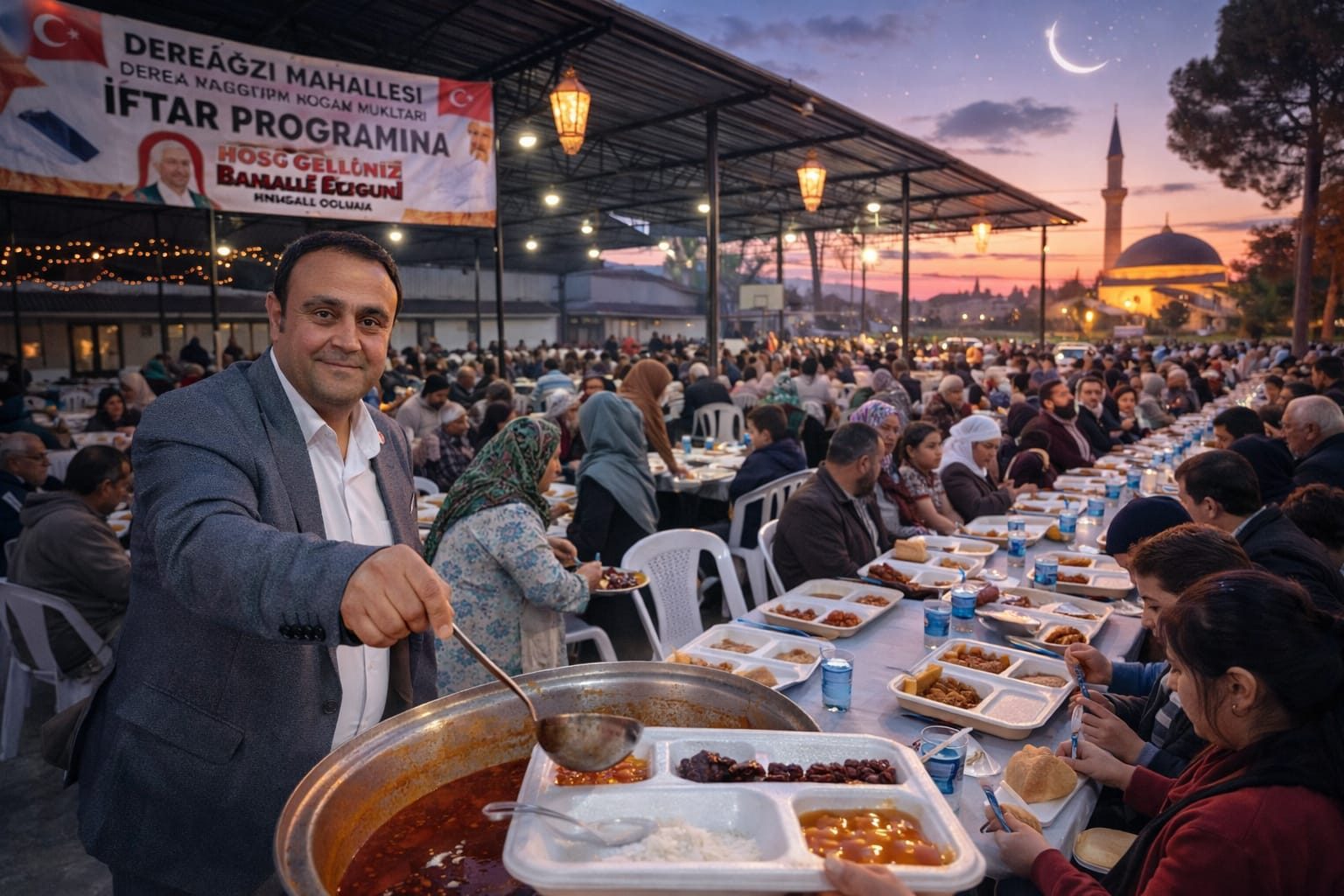 Dereağzı Mahallesi’nde Ramazan Bereketi: Muhtar Bahattin Özgün’ün İftar Sofrasında Yüzlerce Kişi Buluştu