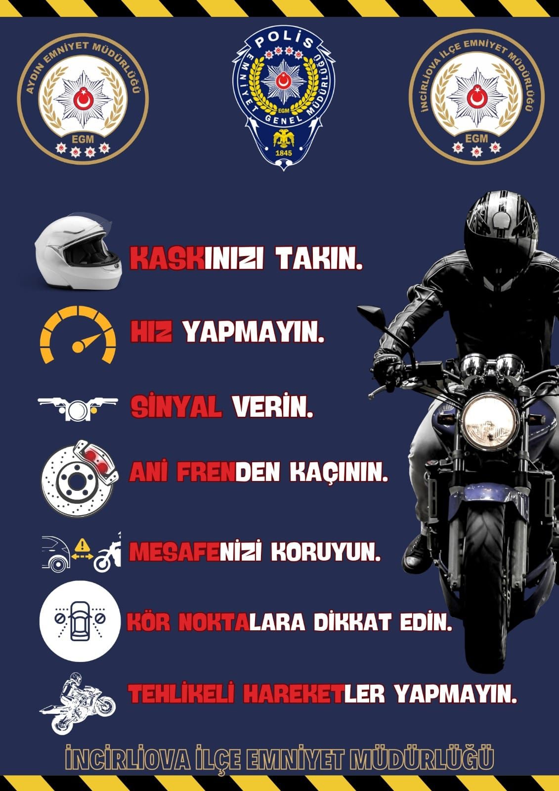 İncirliova polisi motosiklet kullanıcılarını bilgilendirdi