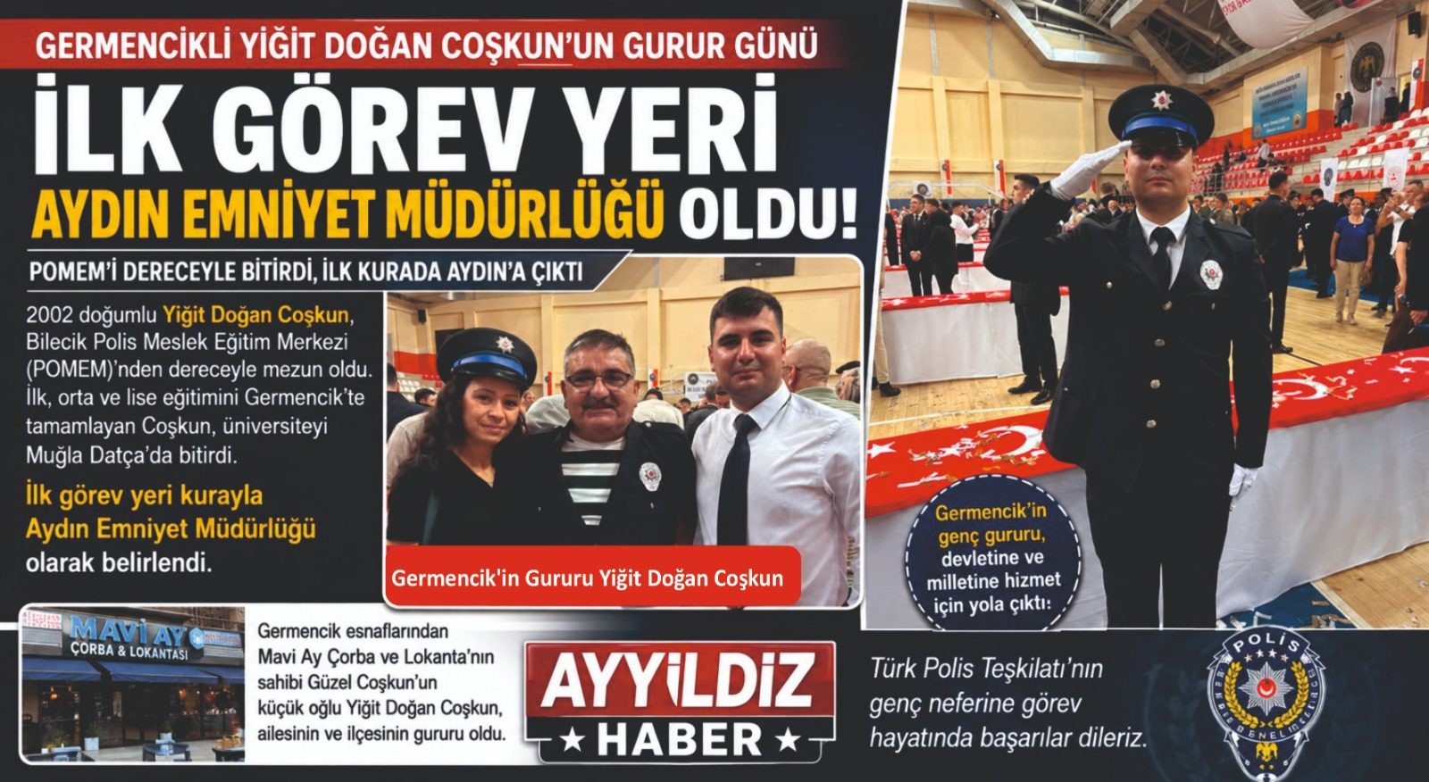 Germencik’in Gururu Yiğit Doğan Coşkun, POMEM’i Dereceyle Bitirdi: İlk Görev Yeri Aydın Oldu