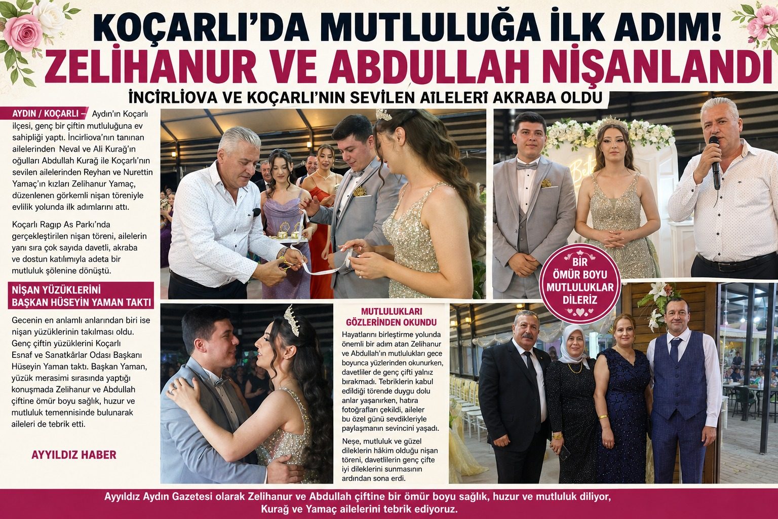 ​ Koçarlı’da Mutluluğa İlk Adım: Zelihanur Yamaç ve Abdullah Kurağ Nişanlandı