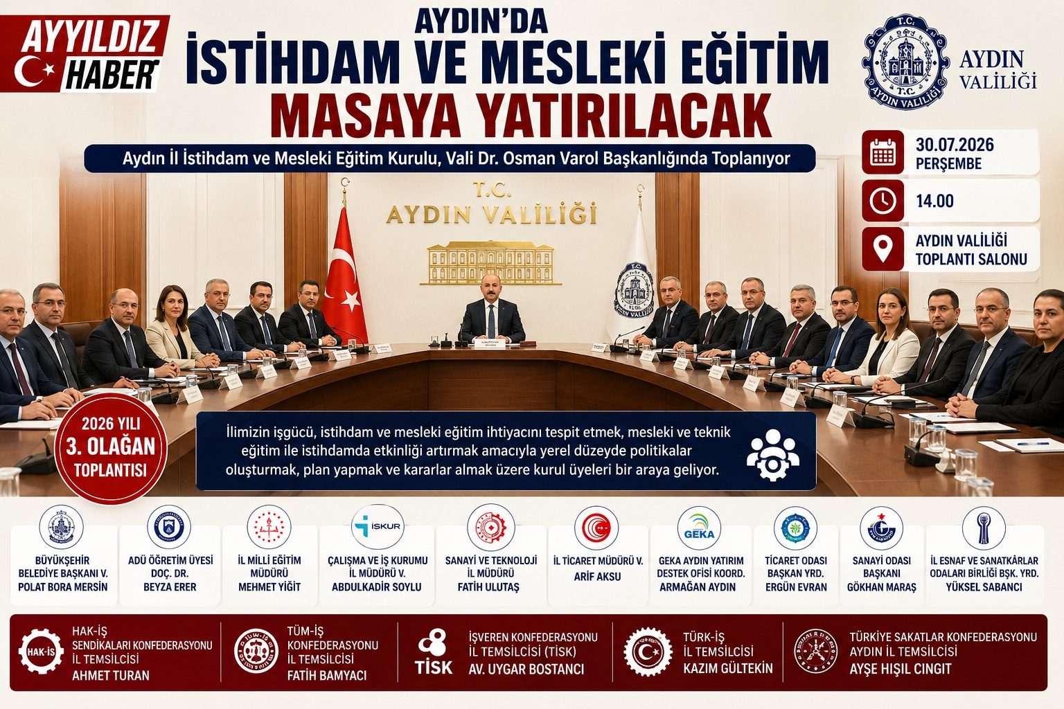 AYDIN’DA İSTİHDAM VE MESLEKİ EĞİTİM MASAYA YATIRILACAK
