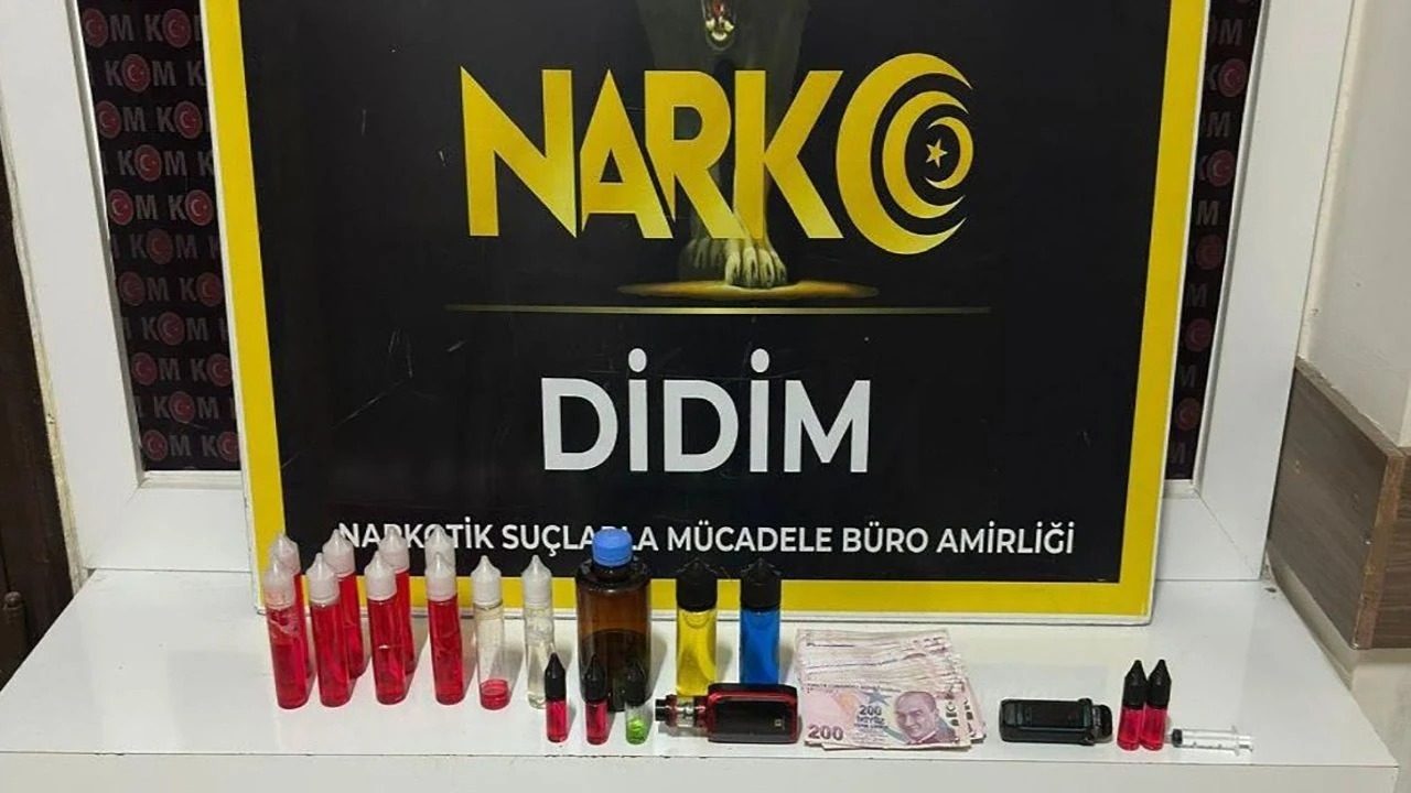 Polis Didim'de 1 kilo sıvı, yasaklı madde ele geçirildi