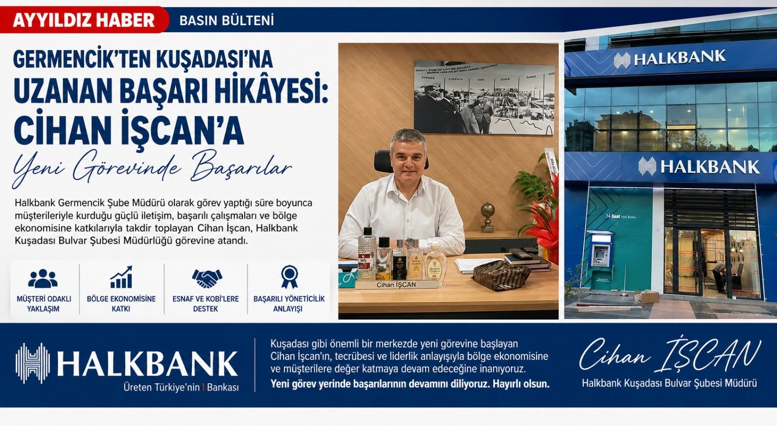 GERMENCİK’TEN KUŞADASI’NA UZANAN BAŞARI HİKÂYESİ: CİHAN İŞCAN’A YENİ GÖREVİNDE BAŞARILAR