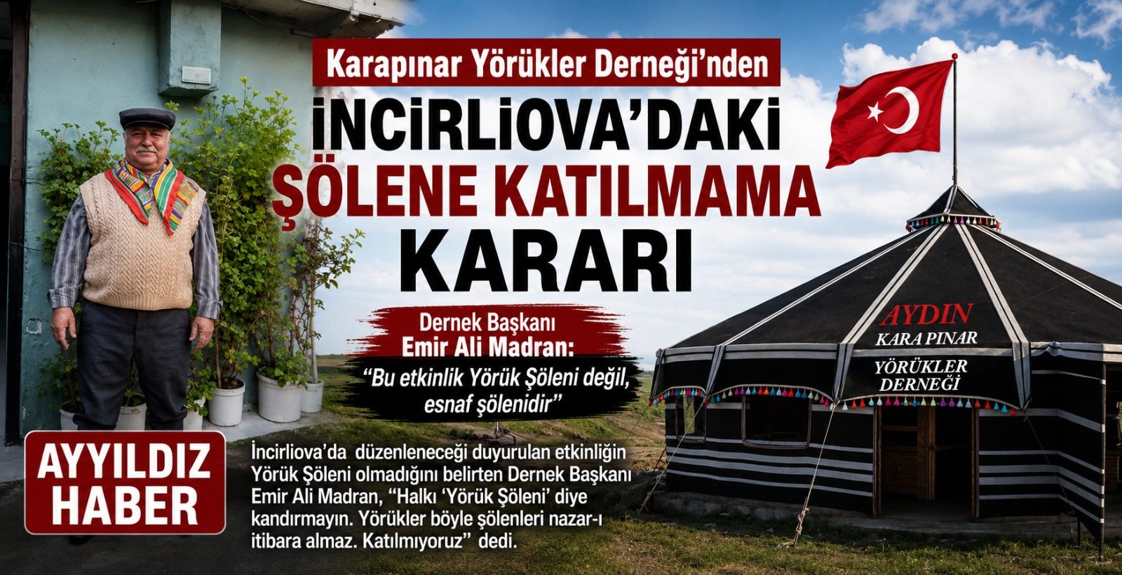 Karapınar Yörükler Derneği'nden İncirliova'daki Şölene Katılmama Kararı
