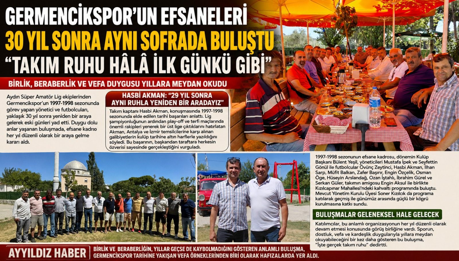 Germencikspor’un Efsaneleri 30 Yıl Sonra Aynı Sofrada Buluştu: “Takım Ruhu Hâlâ İlk Günkü Gibi”