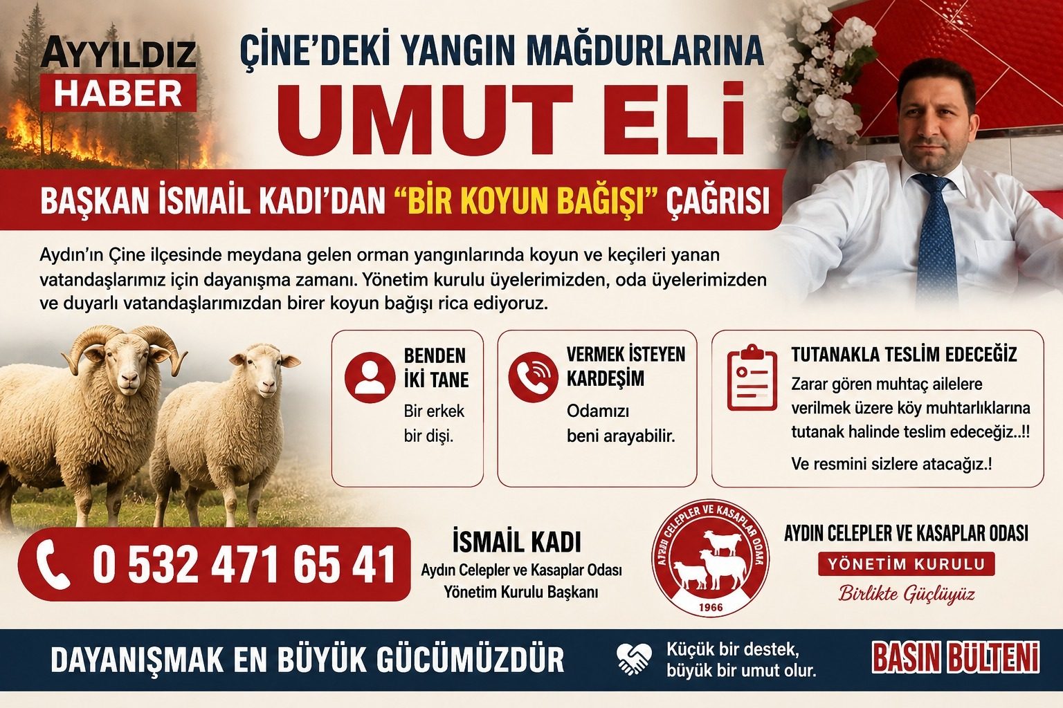 Çine’deki Yangın Mağdurlarına Umut Eli: Başkan İsmail Kadı’dan “Bir Koyun Bağışı” Çağrısı