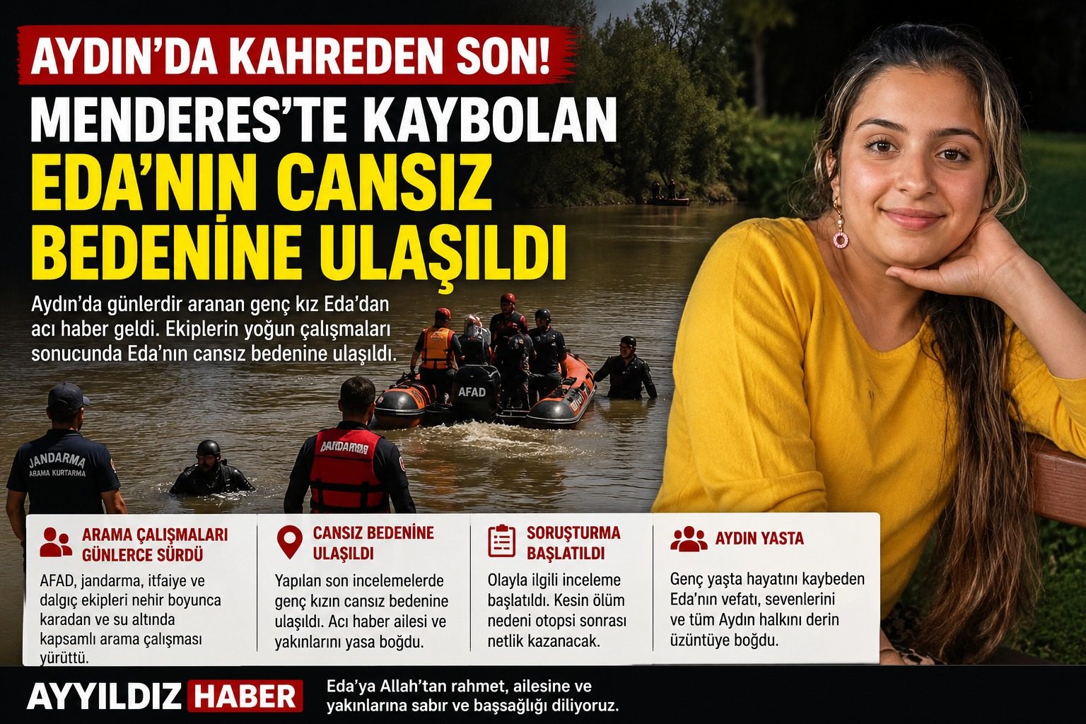 Aydın'da Kahreden Son! Menderes'te Kaybolan Eda'nın Cansız Bedenine Ulaşıldı