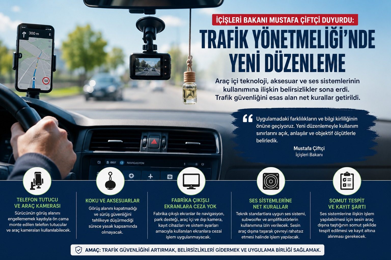 İçişleri Bakanı Mustafa Çiftçi, Karayolları Trafik Yönetmeliği’nde yapılan yeni düzenleme hakkında bilgi verdi.