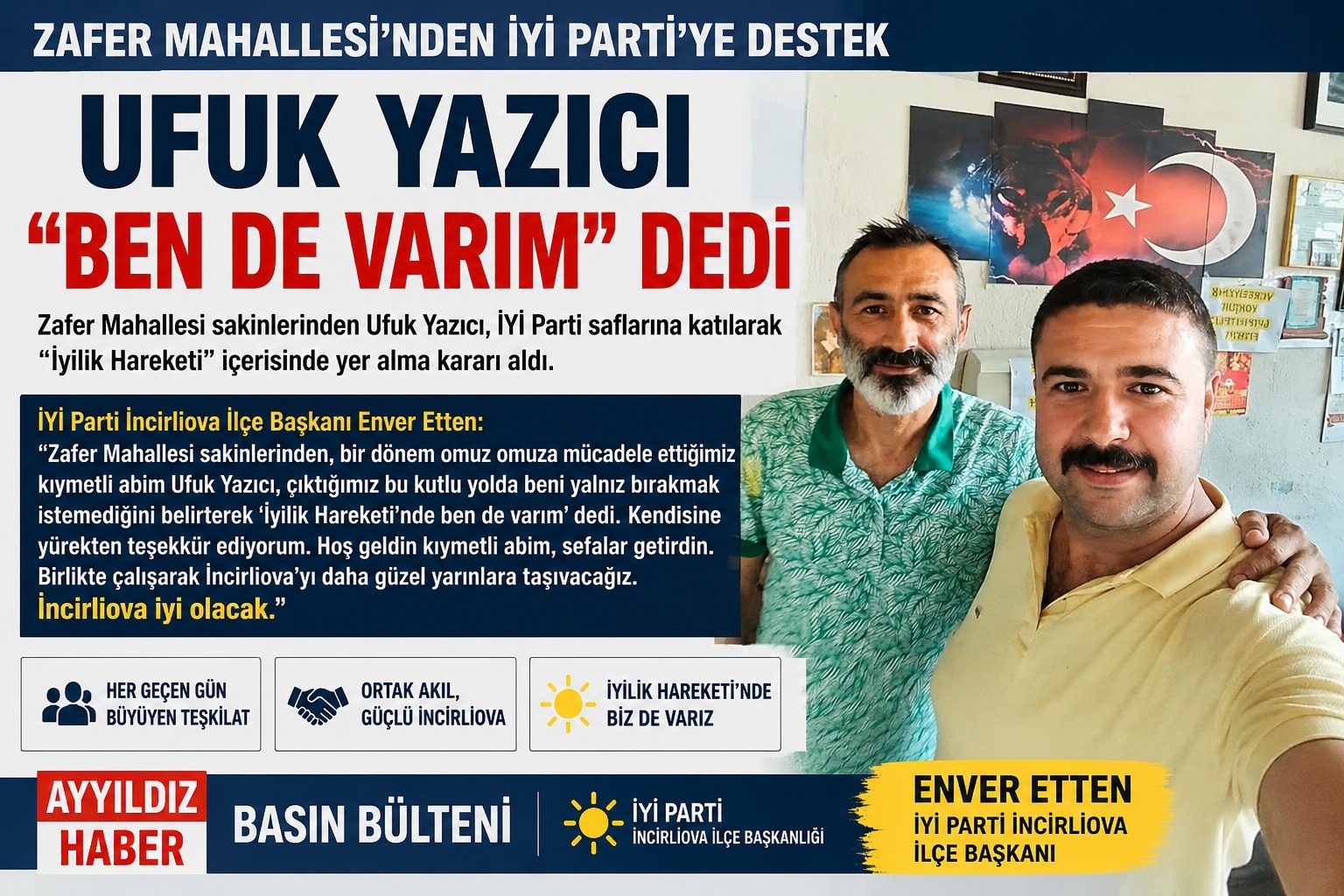 Zafer Mahallesi’nden İYİ Parti’ye Destek: Ufuk Yazıcı “Ben de Varım” Dedi
