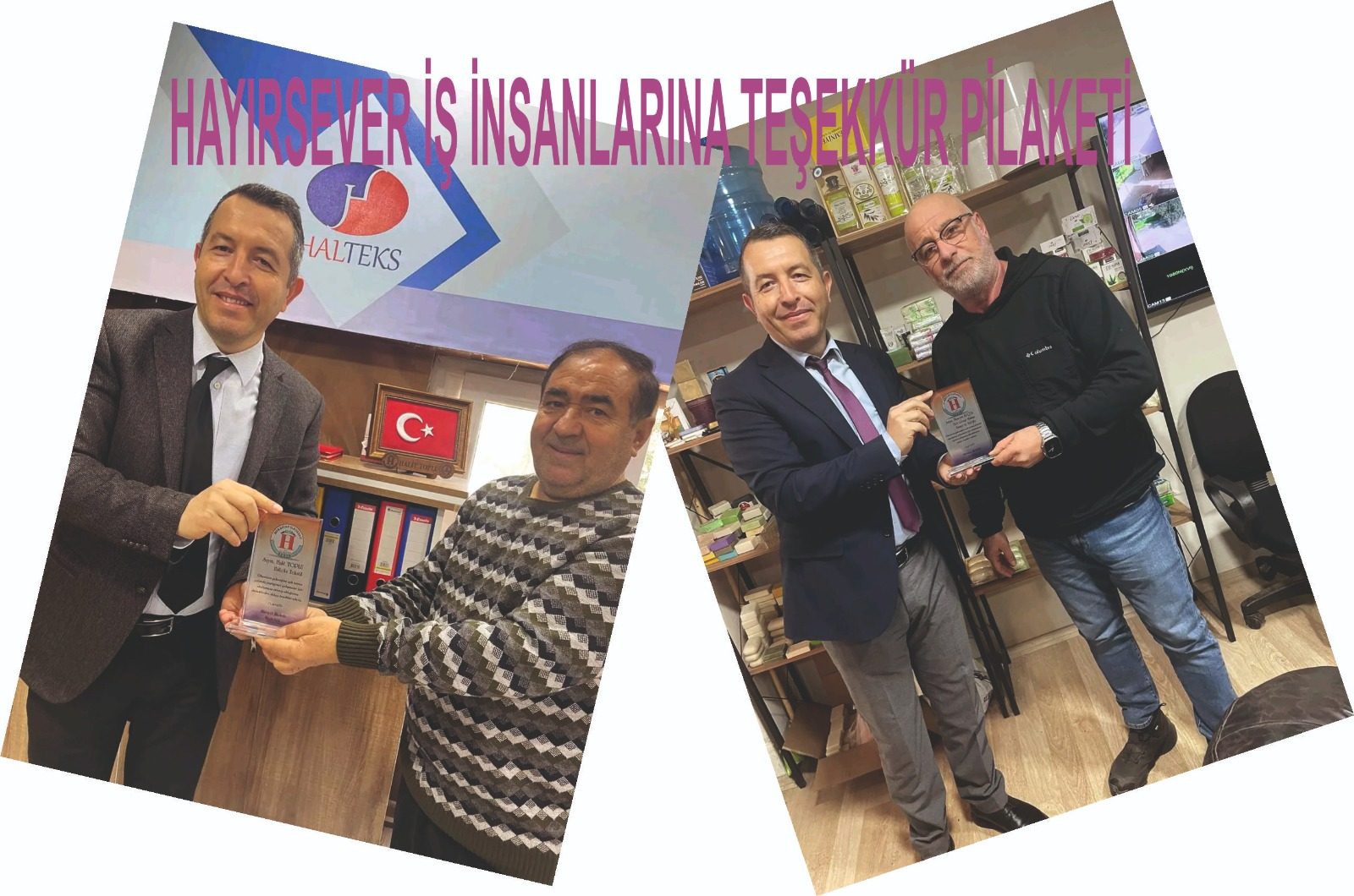HAYIRSEVER İŞ İNSANLARINA TEŞEKKÜR PİLAKETİ