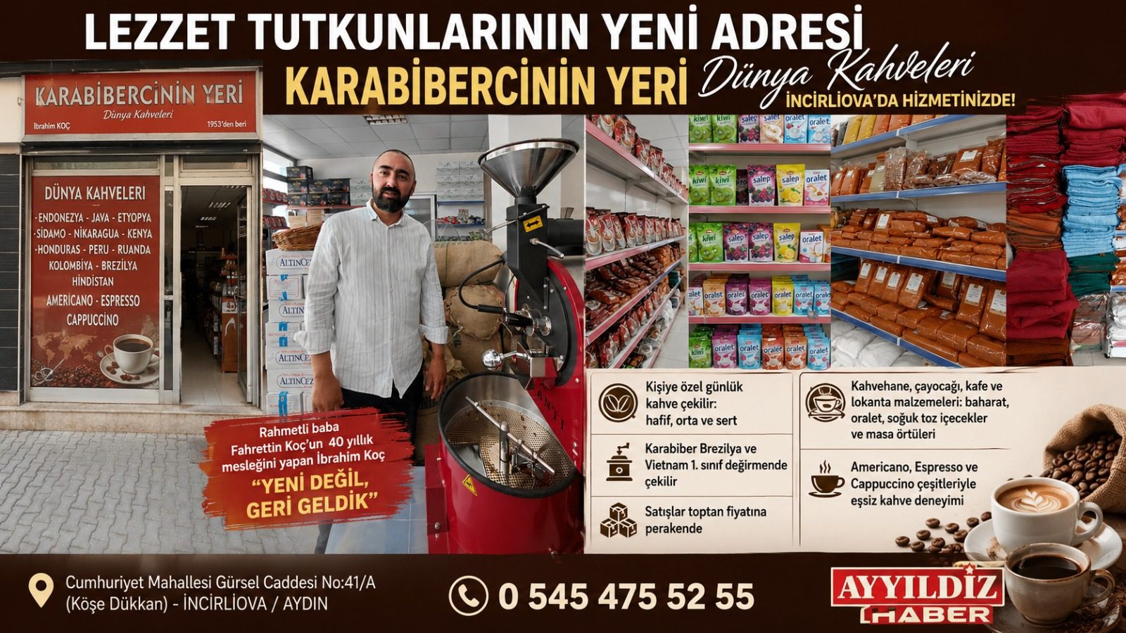 Lezzet Tutkunlarının Yeni Adresi: Karabibercinin Yeri Dünya Kahveleri ile İncirliova’da Hizmete Devam Ediyor