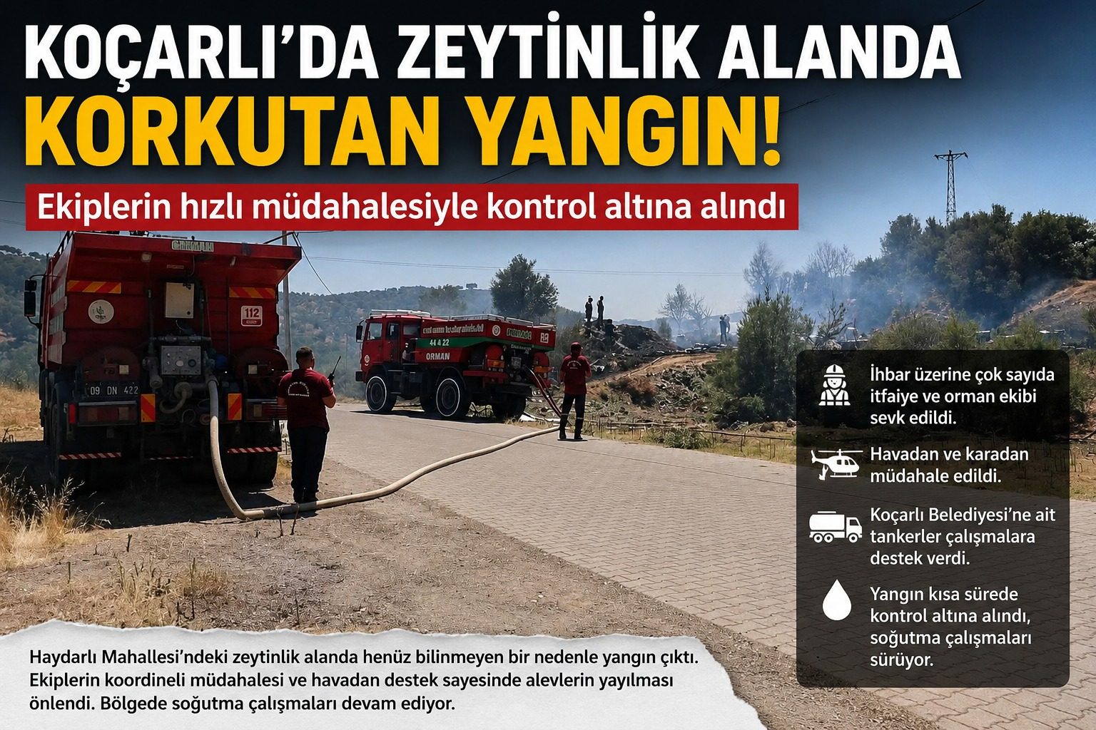 Koçarlı’da Zeytinlik Alanda Korkutan Yangın: Ekiplerin Hızlı Müdahalesiyle Kontrol Altına Alındı