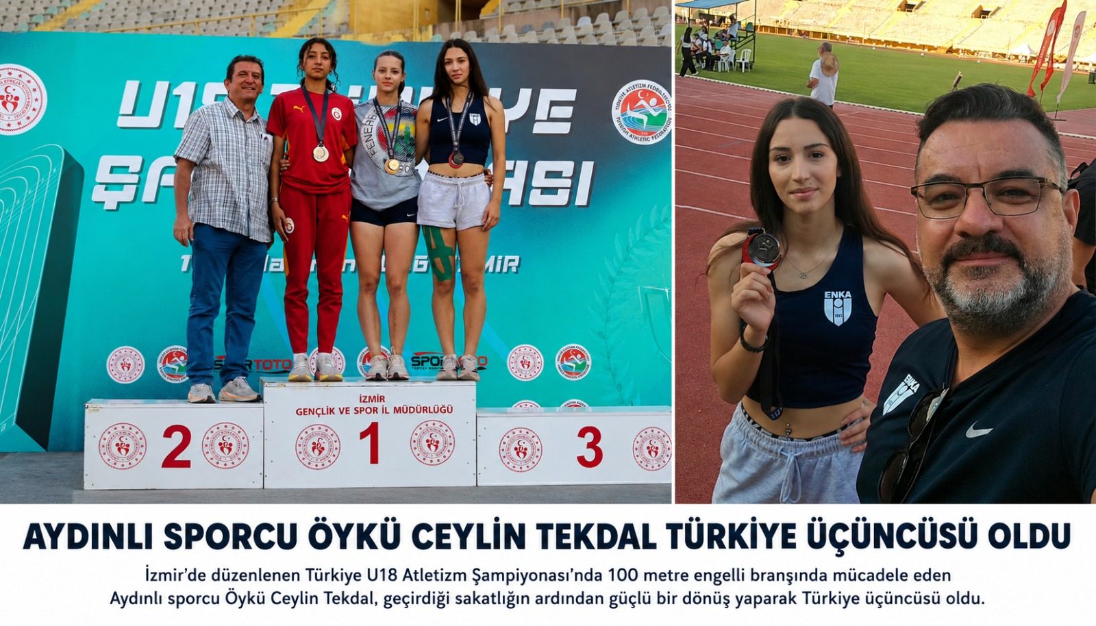 AYDINLI SPORCU ÖYKÜ CEYLİN TEKDAL TÜRKİYE ÜÇÜNCÜSÜ OLDU