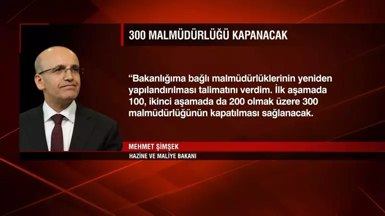 Şimşek: “300 malmüdürlüğü kapatılacak”