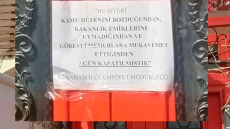 Kuşadası’nda çalışanlarının polise mukavemet gösterdiği iş yeri mühürlendi