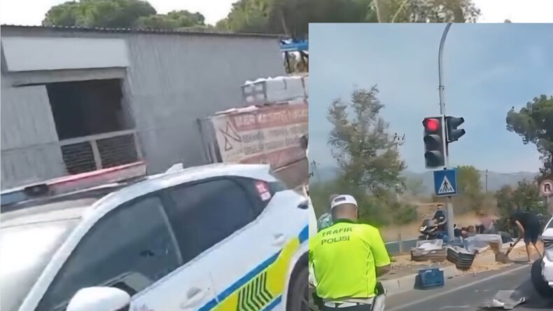 AYDIN-İNCİRLİOVA KARAYOLUNDA TRAFİK KAZASI: YOLA DÖKÜLEN İNCİRLER VATANDAŞLAR VE POLİS TARAFINDAN TOPLANDI