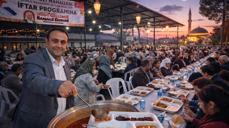 Dereağzı Mahallesi’nde Ramazan Bereketi: Muhtar Bahattin Özgün’ün İftar Sofrasında Yüzlerce Kişi Buluştu