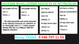 AKÇEŞME MAHALLESİNDE SATILIK YERLER