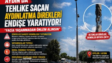 AYDIN’DA TEHLİKE SAÇAN AYDINLATMA DİREKLERİ ENDİŞE YARATIYOR: “FACİA YAŞANMADAN ÖNLEM ALINSIN”