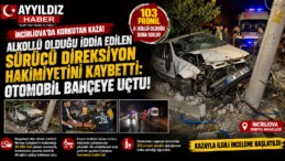 Alkollü Olduğu İddia Edilen Sürücü Direksiyon Hakimiyetini Kaybetti: Otomobil Bahçeye Uçtu
