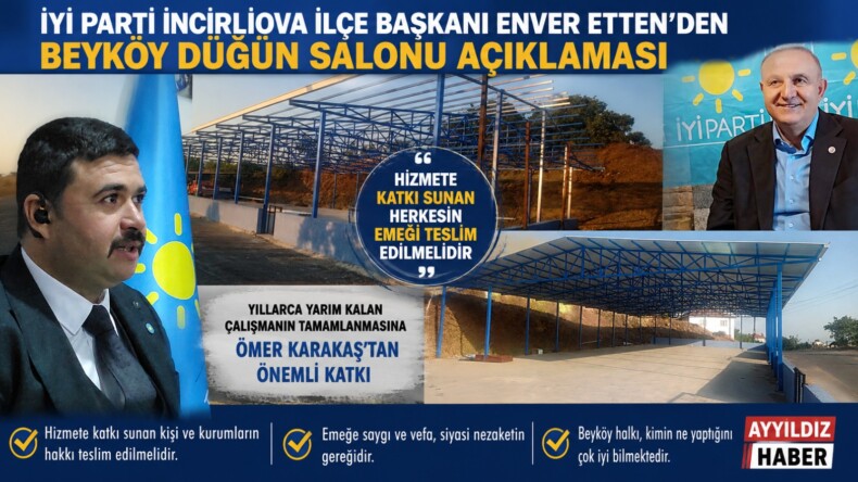 İYİ Parti İncirliova İlçe Başkanı Enver Etten’den Beyköy Düğün Salonu Açıklaması