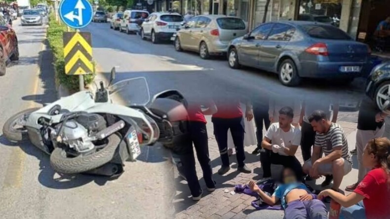 Çine Caddesi’nde Motosiklet ile Otomobil Çarpıştı